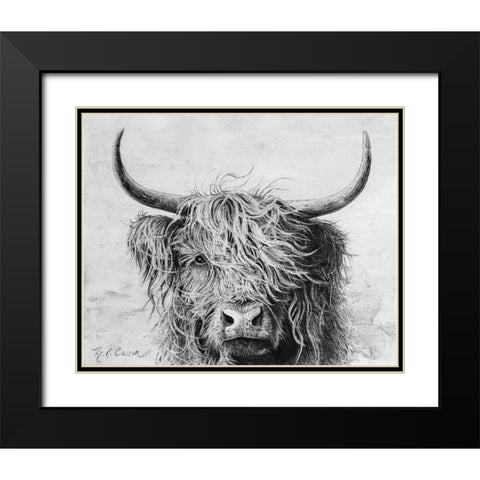 Highland in the Wind I Black Modern Wood Framed Art Print with Double Matting by Cusson, Marie Elaine