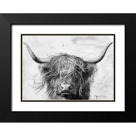 Highland in the Wind II Black Modern Wood Framed Art Print with Double Matting by Cusson, Marie Elaine