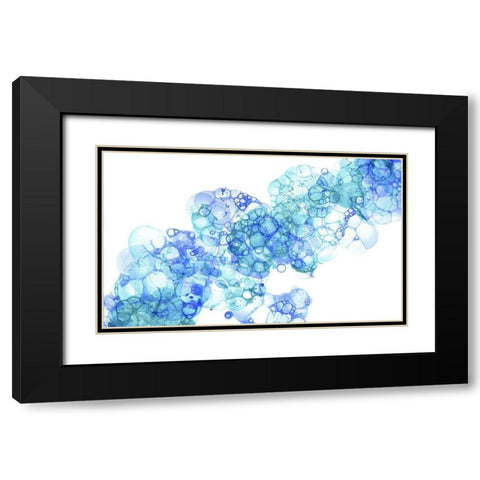 Bubblescape aqua And blue II Black Modern Wood Framed Art Print with Double Matting by Wilson, Kelsey