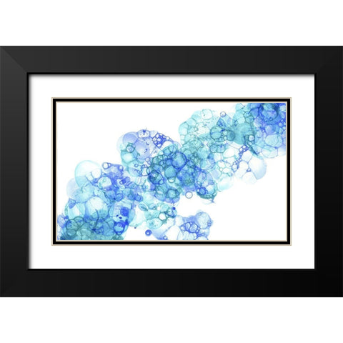 Bubblescape aqua And blue II Black Modern Wood Framed Art Print with Double Matting by Wilson, Kelsey