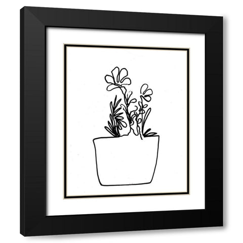 Hand Sketch Flowerpot I Black Modern Wood Framed Art Print with Double Matting by Chapman, Marcy