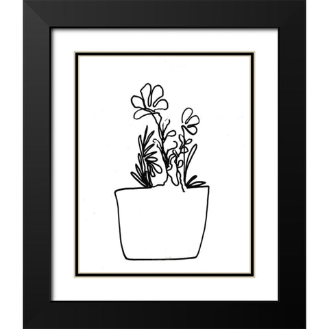 Hand Sketch Flowerpot I Black Modern Wood Framed Art Print with Double Matting by Chapman, Marcy