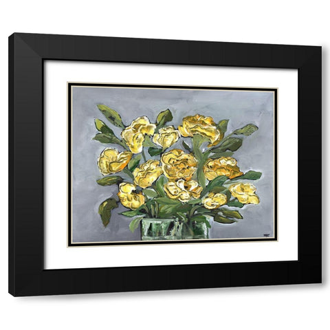 Yellow Farmhouse Bouquet Black Modern Wood Framed Art Print with Double Matting by Chapman, Marcy