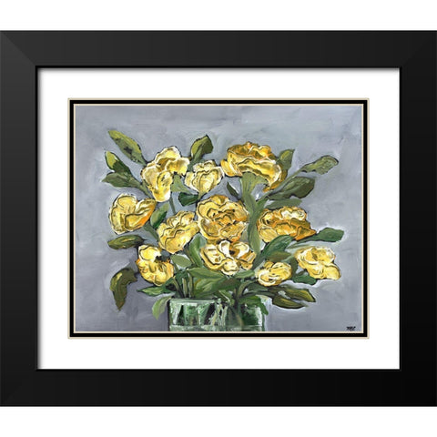 Yellow Farmhouse Bouquet Black Modern Wood Framed Art Print with Double Matting by Chapman, Marcy