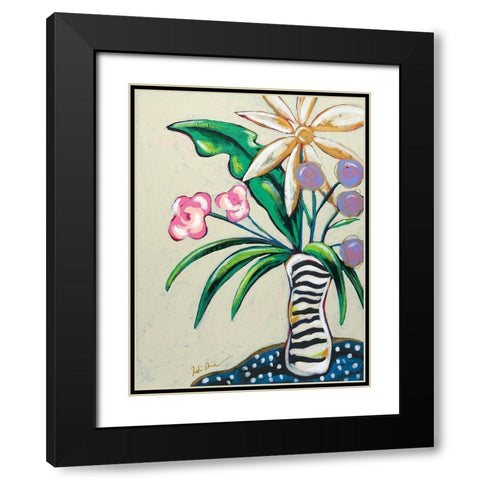 Pop Florals I-Stripes Black Modern Wood Framed Art Print with Double Matting by Augustine, Jodi
