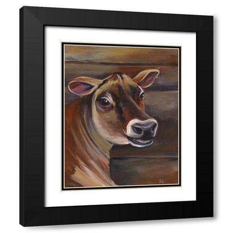 Barn Cow Black Modern Wood Framed Art Print with Double Matting by Wilson, Kelsey