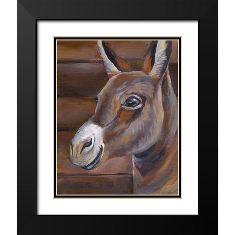 Barn Donkey Black Modern Wood Framed Art Print with Double Matting by Wilson, Kelsey