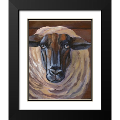 Barn Sheep Black Modern Wood Framed Art Print with Double Matting by Wilson, Kelsey