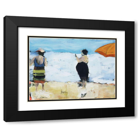 Beach Ladies Black Modern Wood Framed Art Print with Double Matting by Marie, Susanne