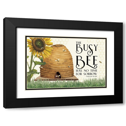 Honey Bees And Flowers Please landscape II-Busy Bee Black Modern Wood Framed Art Print with Double Matting by Reed, Tara