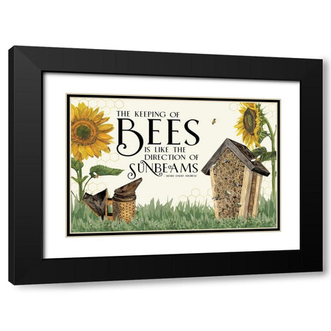 Honey Bees And Flowers Please landscape IV-Sunbeams Black Modern Wood Framed Art Print with Double Matting by Reed, Tara