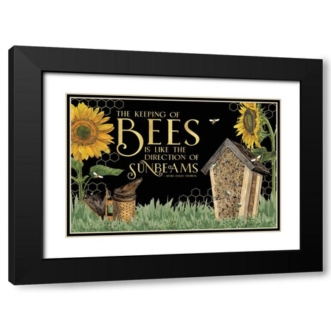 Honey Bees And Flowers Please landscape on black IV-Sunbeams Black Modern Wood Framed Art Print with Double Matting by Reed, Tara