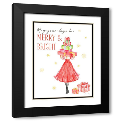 Christmas in the City portrait V-Merry & Bright Black Modern Wood Framed Art Print with Double Matting by Faye, Elena