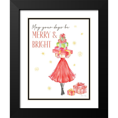 Christmas in the City portrait V-Merry & Bright Black Modern Wood Framed Art Print with Double Matting by Faye, Elena