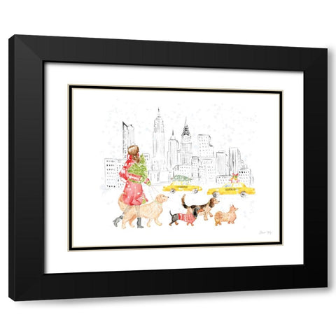 Christmas in the City landscape I Black Modern Wood Framed Art Print with Double Matting by Faye, Elena