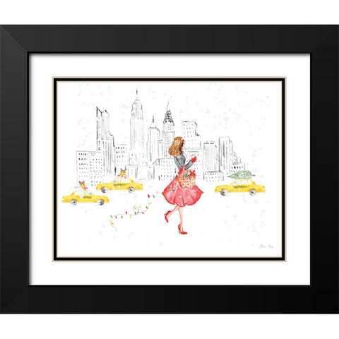 Christmas in the City landscape III Black Modern Wood Framed Art Print with Double Matting by Faye, Elena