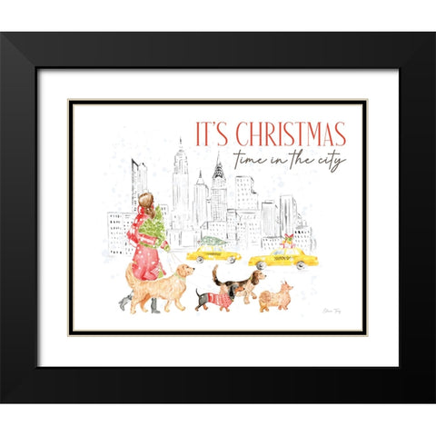 Christmas in the City landscape IV-It''s Christmas Black Modern Wood Framed Art Print with Double Matting by Faye, Elena