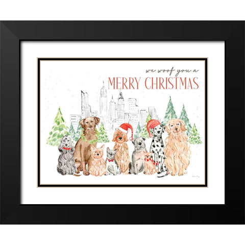Christmas in the City landscape V-Merry Christmas Black Modern Wood Framed Art Print with Double Matting by Faye, Elena