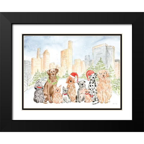 Christmas in the City landscape VI Black Modern Wood Framed Art Print with Double Matting by Faye, Elena
