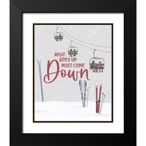Winter Mountain Getaway portrait II-What Goes Up Black Modern Wood Framed Art Print with Double Matting by Tara Reed