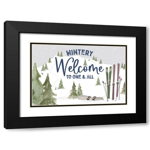 Winter Mountain Getaway landscape II-Wintery Welcome Black Modern Wood Framed Art Print with Double Matting by Tara Reed