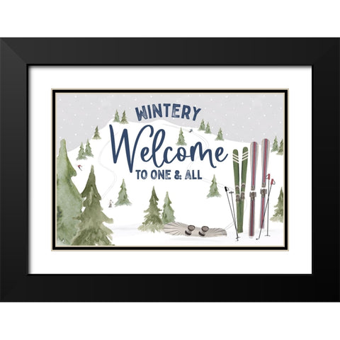Winter Mountain Getaway landscape II-Wintery Welcome Black Modern Wood Framed Art Print with Double Matting by Tara Reed