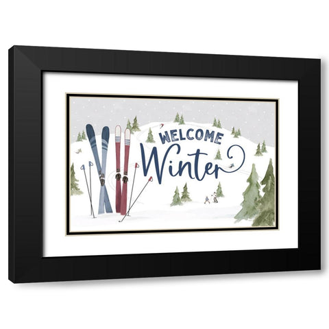 Winter Mountain Getaway landscape III-Welcome Winter Black Modern Wood Framed Art Print with Double Matting by Tara Reed