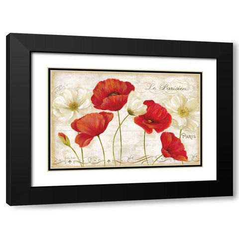 Paris Poppies Landcape Black Modern Wood Framed Art Print with Double Matting by Coulter, Cynthia