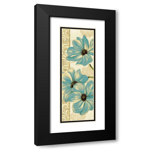 Garden Fete Turquoise Panel I Black Modern Wood Framed Art Print with Double Matting by Gladding, Pamela