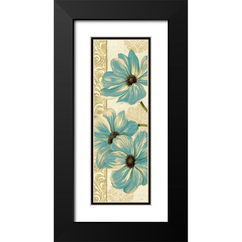 Garden Fete Turquoise Panel I Black Modern Wood Framed Art Print with Double Matting by Gladding, Pamela