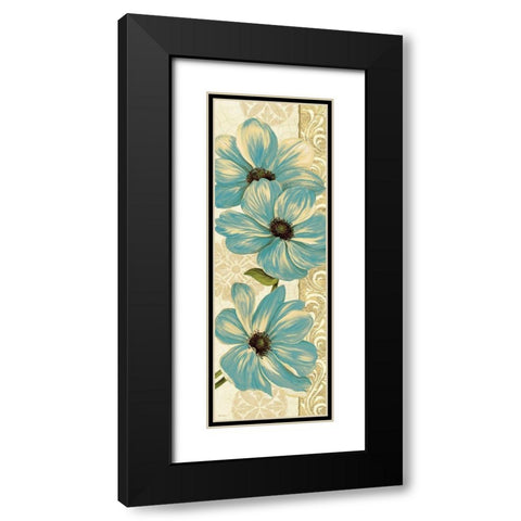 Garden Fete Turquoise Panel II Black Modern Wood Framed Art Print with Double Matting by Gladding, Pamela