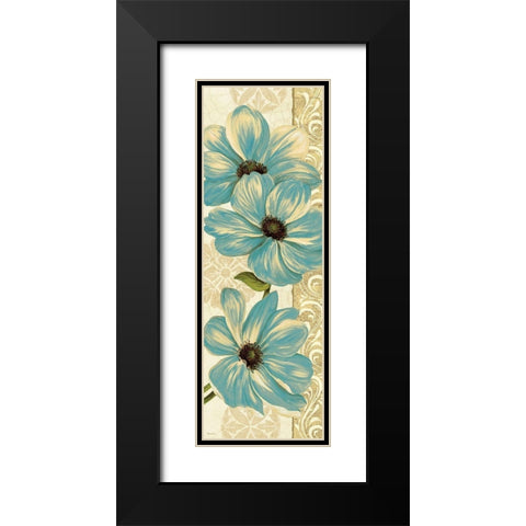 Garden Fete Turquoise Panel II Black Modern Wood Framed Art Print with Double Matting by Gladding, Pamela