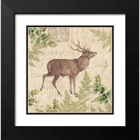 Woodland Trail I - deer Black Modern Wood Framed Art Print with Double Matting by Gladding, Pamela