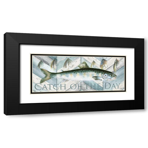 Fishing Sign I Black Modern Wood Framed Art Print with Double Matting by Tre Sorelle Studios