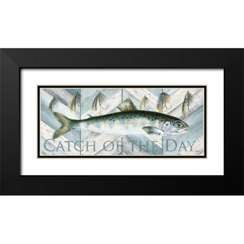 Fishing Sign I Black Modern Wood Framed Art Print with Double Matting by Tre Sorelle Studios