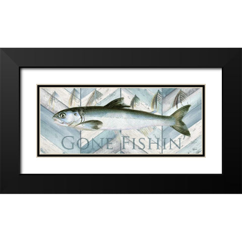 Fishing Sign II Black Modern Wood Framed Art Print with Double Matting by Tre Sorelle Studios