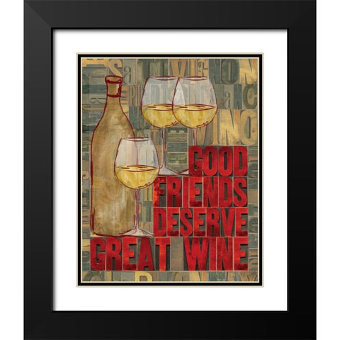 Printers Block Wine and Friends I Black Modern Wood Framed Art Print with Double Matting by Reed, Tara