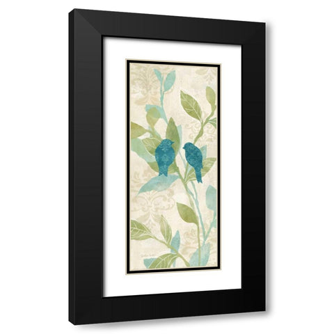 Love Bird Patterns Turquoise Panel II Black Modern Wood Framed Art Print with Double Matting by Coulter, Cynthia