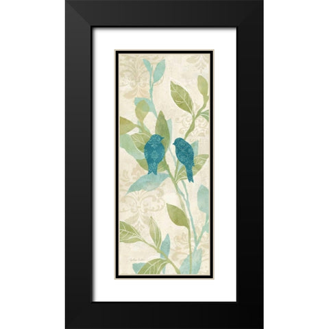 Love Bird Patterns Turquoise Panel II Black Modern Wood Framed Art Print with Double Matting by Coulter, Cynthia