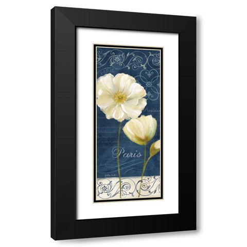 Paris Poppies Navy Blue Panel I Black Modern Wood Framed Art Print with Double Matting by Coulter, Cynthia