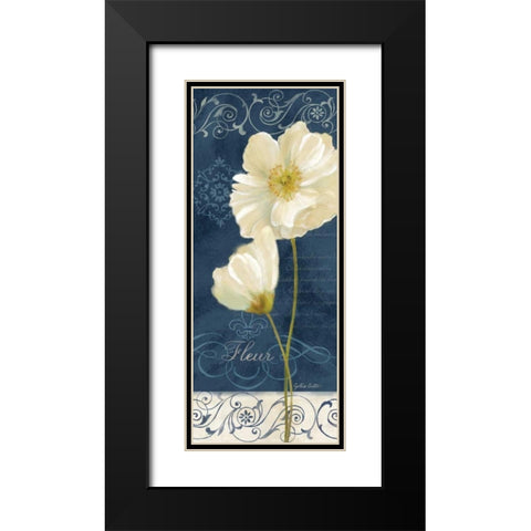 Paris Poppies Navy Blue Panel II Black Modern Wood Framed Art Print with Double Matting by Coulter, Cynthia