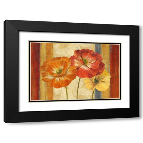 Poppy Tapestry Stripes Landscape Black Modern Wood Framed Art Print with Double Matting by Gladding, Pamela