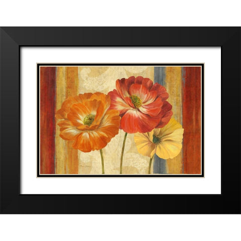 Poppy Tapestry Stripes Landscape Black Modern Wood Framed Art Print with Double Matting by Gladding, Pamela