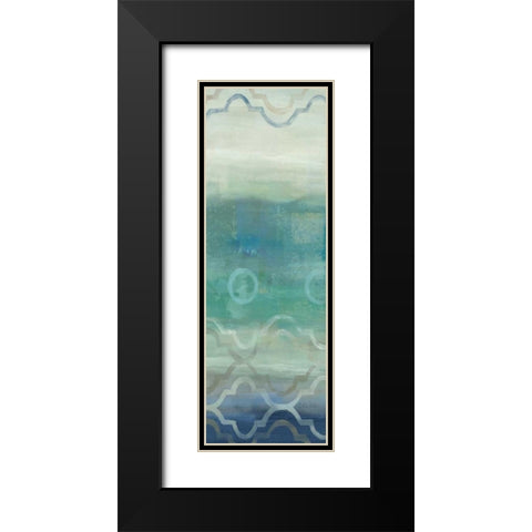 Abstract Waves Blue-Gray Panel I Black Modern Wood Framed Art Print with Double Matting by Coulter, Cynthia