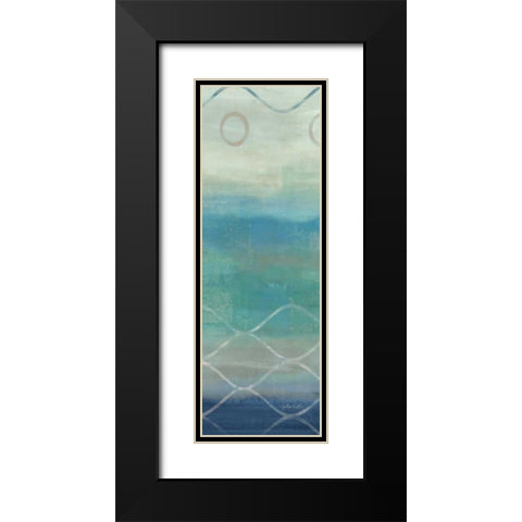 Abstract Waves Blue-Gray Panel II Black Modern Wood Framed Art Print with Double Matting by Coulter, Cynthia