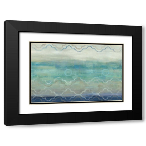 Abstract Waves Blue-Gray Landscape Black Modern Wood Framed Art Print with Double Matting by Coulter, Cynthia