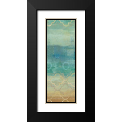 Abstract Waves Blue Panel I Black Modern Wood Framed Art Print with Double Matting by Coulter, Cynthia