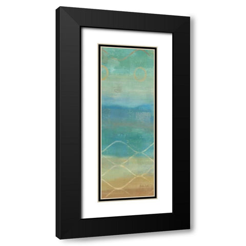 Abstract Waves Blue Panel II Black Modern Wood Framed Art Print with Double Matting by Coulter, Cynthia