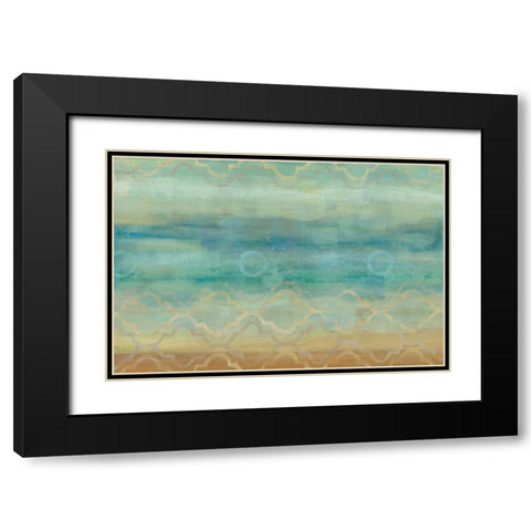 Abstract Waves Blue Landscape Black Modern Wood Framed Art Print with Double Matting by Coulter, Cynthia