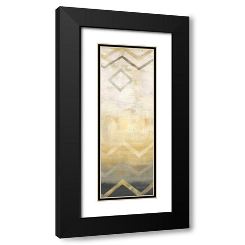 Abstract Waves Black-Gold Panel I Black Modern Wood Framed Art Print with Double Matting by Coulter, Cynthia
